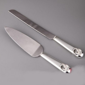 Нож и лопатка для свадебного торта "Обручальные кольца" SK - 15 - 004