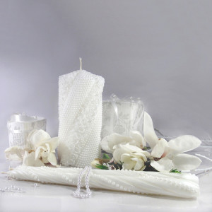 Набор свадебных свечей Семейный очаг "Жемчужная волна" белая SVI-007  